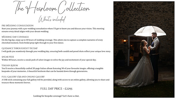 Sian Lewis Photography Wedding Investment - 1
